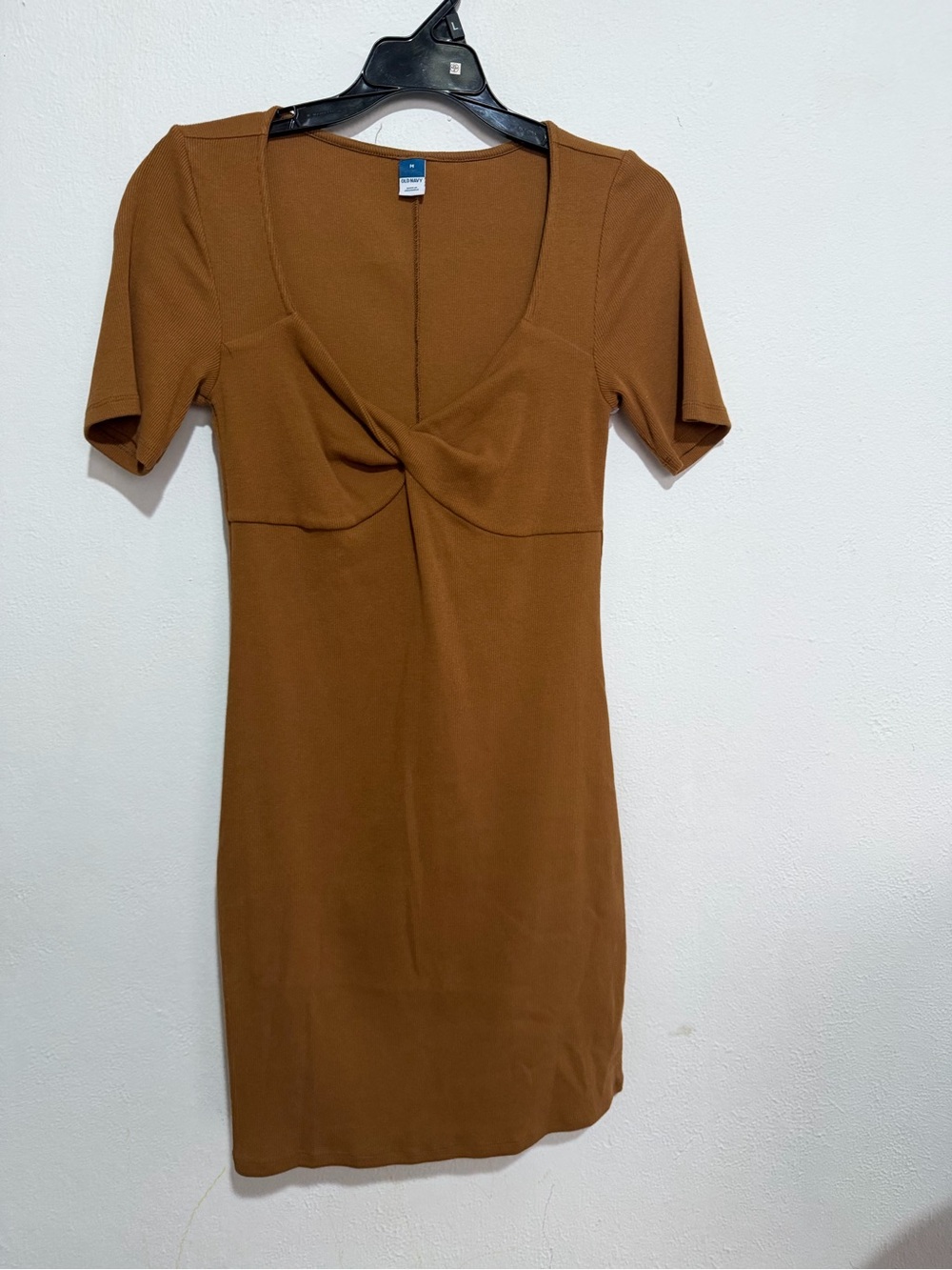 Old Navy Brown Twist-Front Short Sleeve Dress